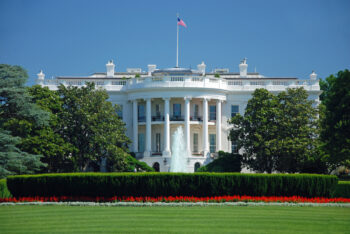 The White House in Washington DC with beautiful blue sky